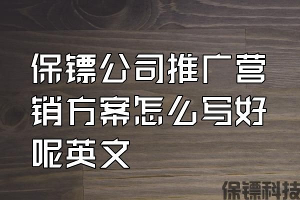 保鏢公司推廣營(yíng)銷方案怎么寫(xiě)好呢英文
