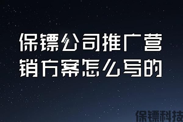 保鏢公司推廣營(yíng)銷方案怎么寫的