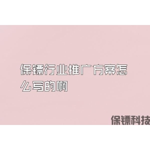 保鏢行業推廣方案怎么寫的啊