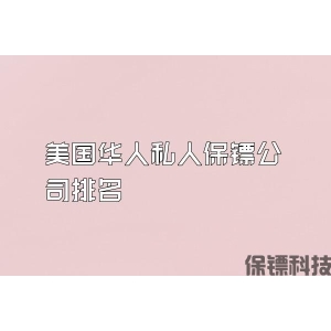 美國華人私人保鏢公司排名
